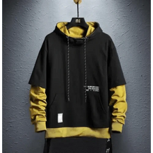 Load image into Gallery viewer, Hooded Sweatshirts Mens Letter Print Hoodies Streetwear Hip Hop Pullover Hoodie Men's Hooded Sweatshirt Men's Contrast Color Patchwork Hooded Sweatshirt Long Sleeve Pocket Jacket