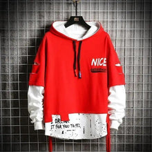 Load image into Gallery viewer, Hooded Sweatshirts Mens Letter Print Hoodies Streetwear Hip Hop Pullover Hoodie Men's Hooded Sweatshirt Men's Contrast Color Patchwork Hooded Sweatshirt Long Sleeve Pocket Jacket