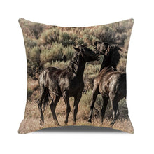Load image into Gallery viewer, Horse Pattern Pillow Cover Running Horses Cotton Linen Square Cushion Cover Standard Pillowcase for Men Women Home Decorative Sofa Armchair Bedroom Livingroom Farmhouse 45x45CM