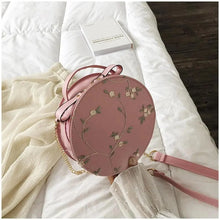 Load image into Gallery viewer, Hot Looking Sweet Lace Round Handbags High Quality PU Leather Small Fresh Flower Chain Shoulder Crossbody Bags For Women