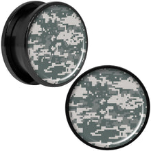 Load image into Gallery viewer, Digital Camo Print Black Anodized Screw Fit Plug Set 20mm