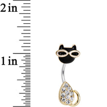 将图片加载到图库查看器,Clear Gem Cool Cat Double Mount Belly Ring