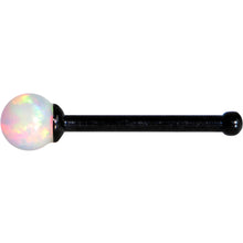 Load image into Gallery viewer, White 2.5mm Synthetic Opal Ball Black Anodized Nose Bone
