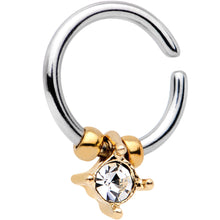 将图片加载到图库查看器,16G Gold Tone Clear Gem Drop Annealed Seamless Circular Ring