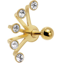 Load image into Gallery viewer, 16G 1/4 Clear Gem Gold Anodized Glam Fan Cuff Cartilage Earring