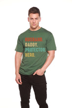 Load image into Gallery viewer, Husband, Daddy, Protector, Hero Men's Bamboo Viscose/Organic Cotton Short Sleeve Graphic T-Shirt