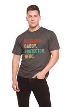 Load image into Gallery viewer, Husband, Daddy, Protector, Hero Men's Bamboo Viscose/Organic Cotton Short Sleeve Graphic T-Shirt