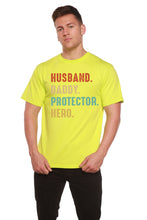 Load image into Gallery viewer, Husband, Daddy, Protector, Hero Men's Bamboo Viscose/Organic Cotton Short Sleeve Graphic T-Shirt