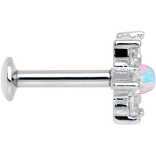 Load image into Gallery viewer, 1/4 White Faux Opal Internally Threaded Star Flower Labret Monroe