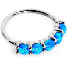 Load image into Gallery viewer, 20G Blue Synthetic Opal 14k White Gold Seamless Circular Ring