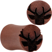 Load image into Gallery viewer, Organic Sawo Wood Holiday Antler Deer Saddle Plug Set Sizes 8mm to 25mm