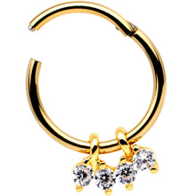 Load image into Gallery viewer, 16G 5/16 Clear Gem Gold Tone Quartet Hinged Segment Ring