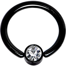 将图片加载到图库查看器,14G 3/8 Clear Gem 4mm Disc Black IP BCR Captive Ring