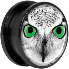 Load image into Gallery viewer, Black White Owl Black Anodized Screw Fit Plug Set 20mm