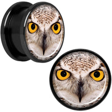 Load image into Gallery viewer, Full Color Owl Black Anodized Screw Fit Plug Set 5/8