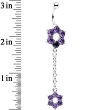 将图片加载到图库查看器,Pretty Purple Gem Sway with the Wind Flower Dangle Belly Ring