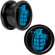 Load image into Gallery viewer, Blue Grenade Black Anodized Screw Fit Plug Set 9/16