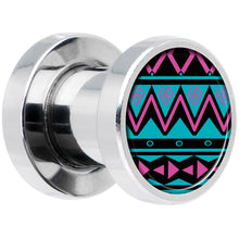 Load image into Gallery viewer, Pink Teal Tribal Print Steel Screw Fit Plug Set 2G