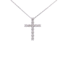 Load image into Gallery viewer, .25ct Diamond Cross Religious Pendant Sterling Silver