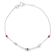 Load image into Gallery viewer, .16ct Ruby Diamond Bracelet 14KT White Gold
