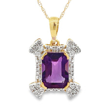 Load image into Gallery viewer, Amethyst Diamond Fashion Pendants 10KT Yellow Gold