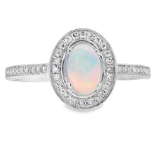 将图片加载到图库查看器,.36ct Opal Diamond Ring 10KT White Gold