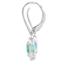 Load image into Gallery viewer, .90ct Emerald Diamond Dangle Earrings 10KT White Gold