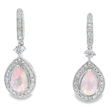 将图片加载到图库查看器,Rose Quartz Diamond Dangle Earrings 10KT White Gold
