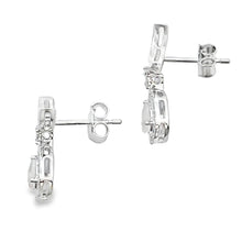 Load image into Gallery viewer, Rose Quartz Diamond Dangle Earrings 10KT White Gold