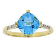 Load image into Gallery viewer, 1.20ct Blue Topaz Diamond Ring 10KT Yellow Gold