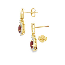 Load image into Gallery viewer, 1.20ct Garnet Diamond Dangle Earrings 10KT Yellow Gold