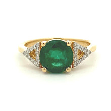Load image into Gallery viewer, 2.12ct Emerald Diamond Ring 14KT Yellow Gold