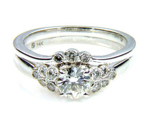 Load image into Gallery viewer, .90ct Antique Style Engagement Ring Set 14KT White Gold