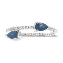将图片加载到图库查看器,.70ct Sapphire Diamond Ring 14KT White Gold