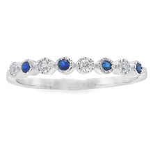 Load image into Gallery viewer, Sapphire Diamond stackable band set 14KT White Gold