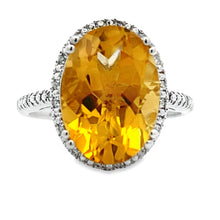 Load image into Gallery viewer, 5.17ct Citrine Diamond Ring 14KT White Gold