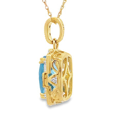 Load image into Gallery viewer, Blue Topaz Diamond Fashion Pendants 10KT Yellow Gold