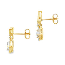 Load image into Gallery viewer, Aquamarine Diamond Dangle Earrings 10KT Yellow Gold