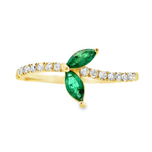 将图片加载到图库查看器,.29ct Emerald Diamond Ring 14KT Yellow Gold