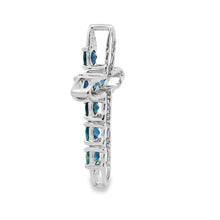 Load image into Gallery viewer, 1.68ct Sapphire Cross Religious Pendant 14KT White Gold