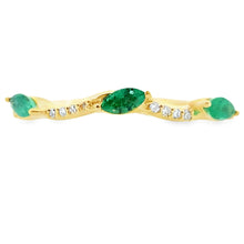 将图片加载到图库查看器,Emerald Diamond stackable band set 14KT Yellow Gold