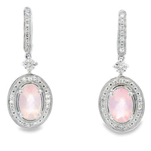 Load image into Gallery viewer, Rose Quartz Diamond Dangle Earrings 10KT White Gold