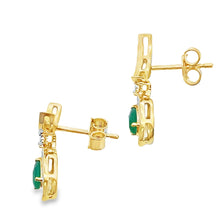 Load image into Gallery viewer, Chalcedony Diamond Dangle Earrings 10KT Yellow Gold