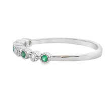 Load image into Gallery viewer, Emerald Diamond stackable band set 14KT White Gold
