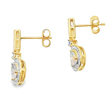 Load image into Gallery viewer, Rose Quartz Diamond Dangle Earrings 10KT Yellow Gold