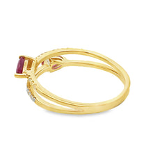 Load image into Gallery viewer, .62ct Ruby Diamond Ring 14KT Yellow Gold