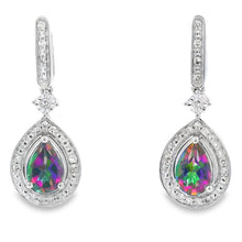 Load image into Gallery viewer, Mystic Fire Topaz Dangle Earrings 10KT White Gold