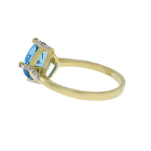 Load image into Gallery viewer, 1.20ct Blue Topaz Diamond Ring 10KT Yellow Gold