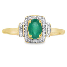 Load image into Gallery viewer, .45ct Emerald Diamond Ring 10KT Yellow Gold