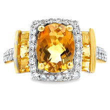 Load image into Gallery viewer, 2.47ct Citrine Diamond Ring 10KT Yellow Gold